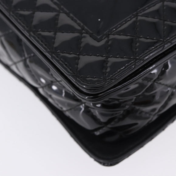 CHANEL Matelasse Boy Chanel Chain Bag Patent leather Black CC Auth ka5793V