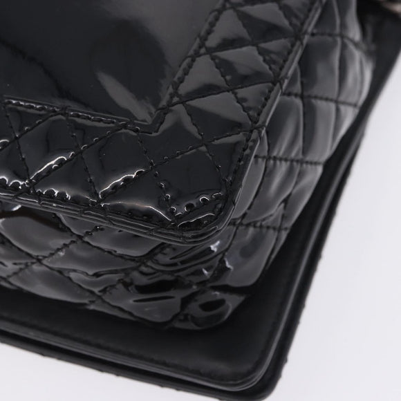 CHANEL Matelasse Boy Chanel Chain Bag Patent leather Black CC Auth ka5793V