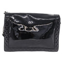 CHANEL Matelasse Boy Chanel Chain Bag Patent leather Black CC Auth ka5793V-2