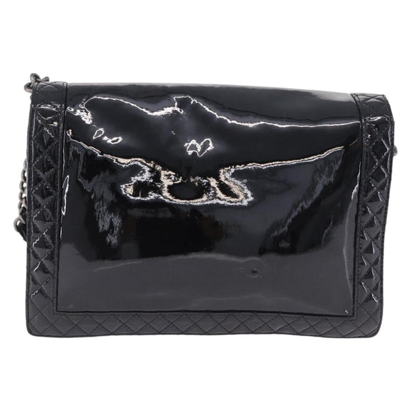 CHANEL Matelasse Boy Chanel Chain Bag Patent leather Black CC Auth ka5793V