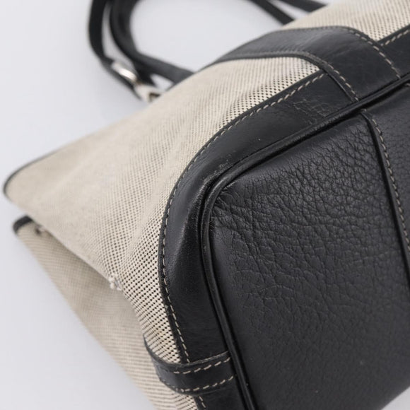 HERMES Garden Party PM Hand Bag Canvas 2way Gray Silver Auth ka5795