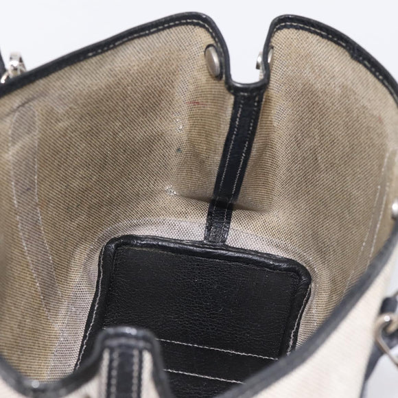 HERMES Garden Party PM Hand Bag Canvas 2way Gray Silver Auth ka5795