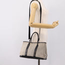 HERMES Garden Party PM Hand Bag Canvas 2way Gray Silver Auth ka5795-21