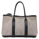 HERMES Garden Party PM Hand Bag Canvas 2way Gray Silver Auth ka5795-2