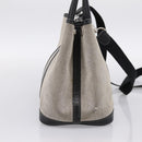 HERMES Garden Party PM Hand Bag Canvas 2way Gray Silver Auth ka5795-3