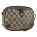 GUCCI GG Supreme Web Sherry Line Bag PVC Beige Gold 156 02 066 Auth ka5796-1