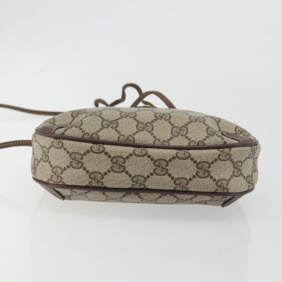 GUCCI GG Supreme Web Sherry Line Bag PVC Beige Gold 156 02 066 Auth ka5796