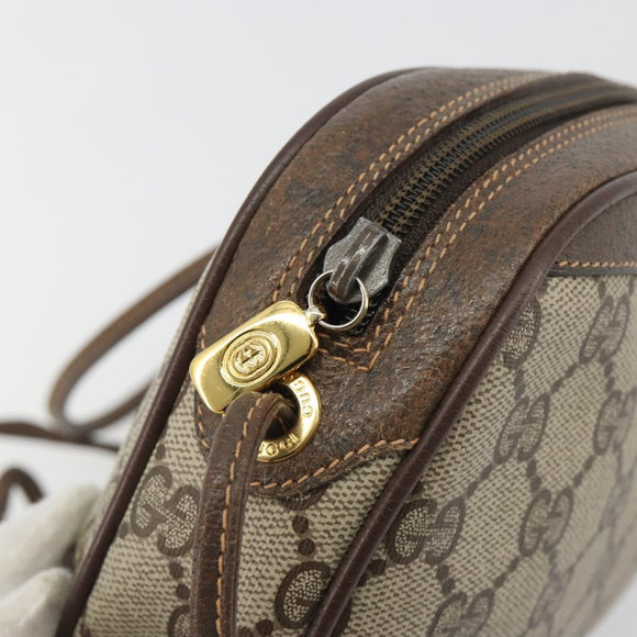 GUCCI GG Supreme Web Sherry Line Bag PVC Beige Gold 156 02 066 Auth ka5796