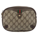GUCCI GG Supreme Web Sherry Line Bag PVC Beige Gold 156 02 066 Auth ka5796-2
