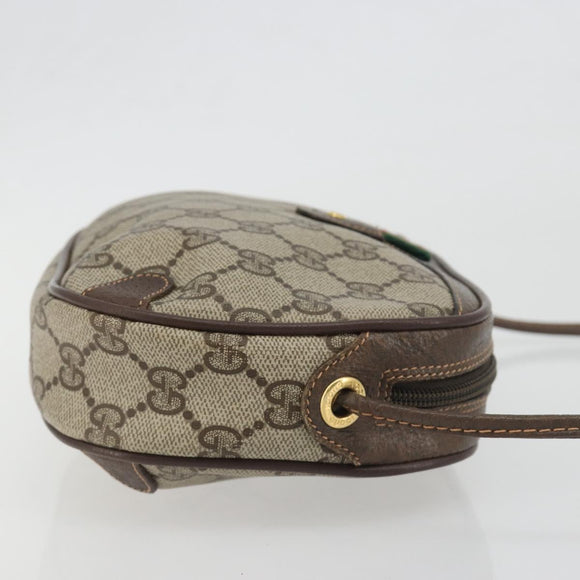 GUCCI GG Supreme Web Sherry Line Bag PVC Beige Gold 156 02 066 Auth ka5796