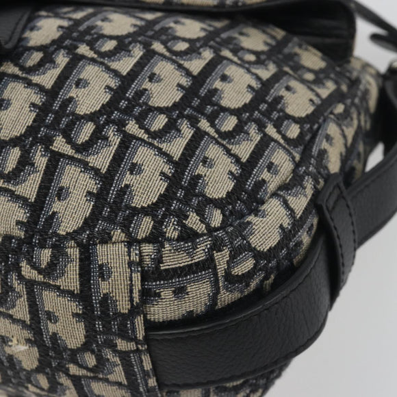 Christian Dior Trotter Canvas Saddle Oblique Jacquard Bag Navy Auth ka5797A