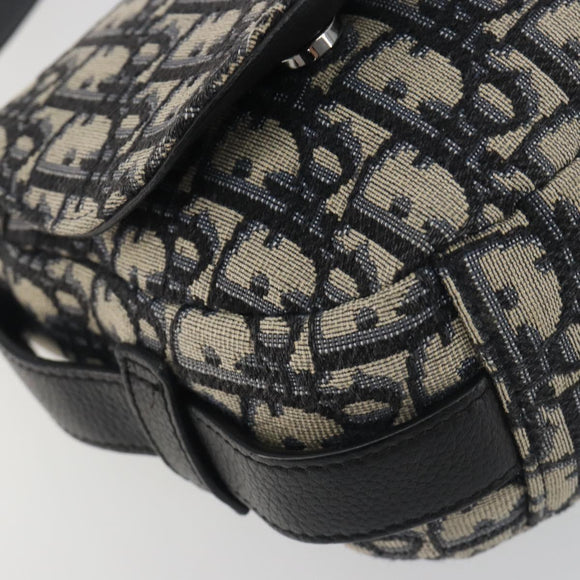 Christian Dior Trotter Canvas Saddle Oblique Jacquard Bag Navy Auth ka5797A