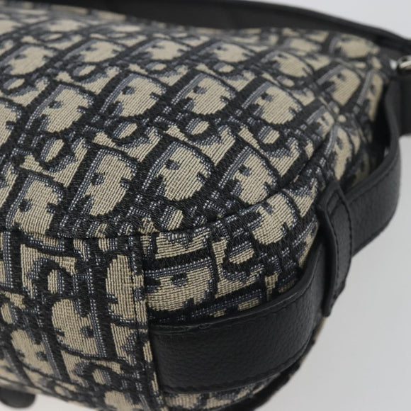 Christian Dior Trotter Canvas Saddle Oblique Jacquard Bag Navy Auth ka5797A
