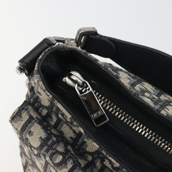 Christian Dior Trotter Canvas Saddle Oblique Jacquard Bag Navy Auth ka5797A