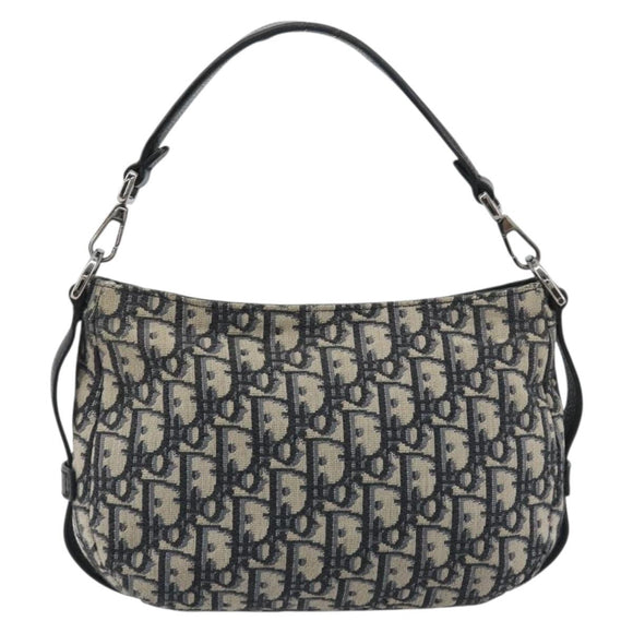 Christian Dior Trotter Canvas Saddle Oblique Jacquard Bag Navy Auth ka5797A