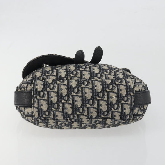 Christian Dior Trotter Canvas Saddle Oblique Jacquard Bag Navy Auth ka5797A