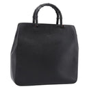 GUCCI Bamboo Hand Bag Leather Black Gold 002 1060 Auth ka5801-1