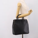 GUCCI Bamboo Hand Bag Leather Black Gold 002 1060 Auth ka5801-24