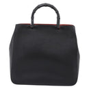 GUCCI Bamboo Hand Bag Leather Black Gold 002 1060 Auth ka5801-3