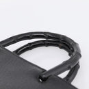 GUCCI Bamboo Hand Bag Leather Black Gold 002 1060 Auth ka5801-8