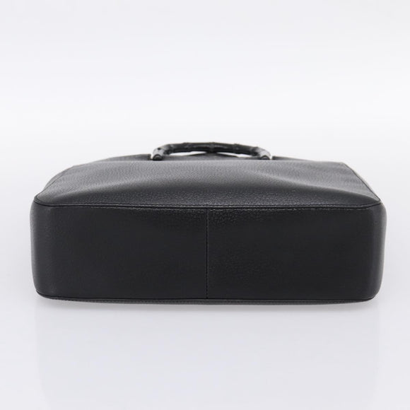 GUCCI Bamboo Hand Bag Leather Black Gold 002 1060 Auth ka5801