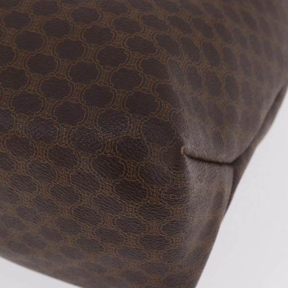CELINE Macadam Canvas Tote Bag PVC Leather Brown Gold Auth ka5802