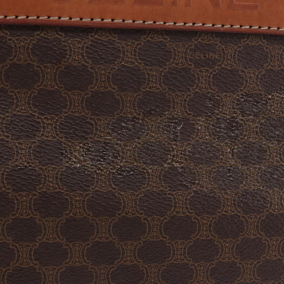 CELINE Macadam Canvas Tote Bag PVC Leather Brown Gold Auth ka5802