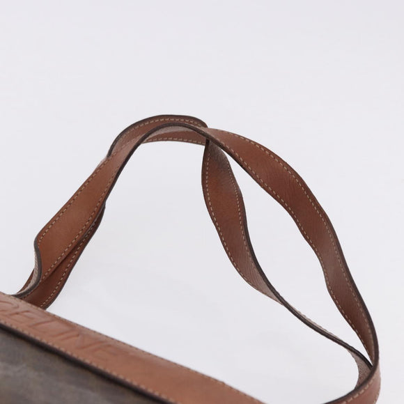 CELINE Macadam Canvas Tote Bag PVC Leather Brown Gold Auth ka5802