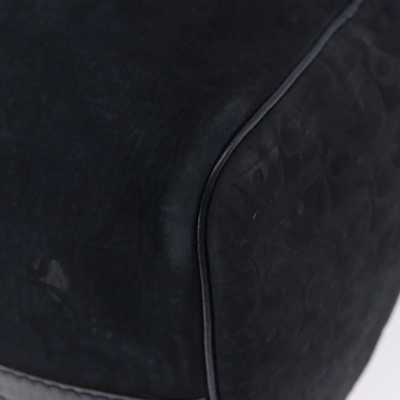 Christian Dior Trotter Canvas Boston Bag Suede Navy Silver Auth ka5806