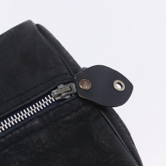 Christian Dior Trotter Canvas Boston Bag Suede Navy Silver Auth ka5806