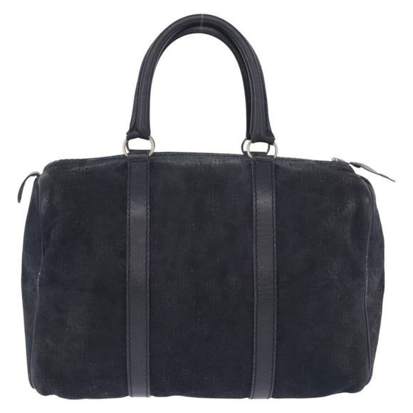 Christian Dior Trotter Canvas Boston Bag Suede Navy Silver Auth ka5806