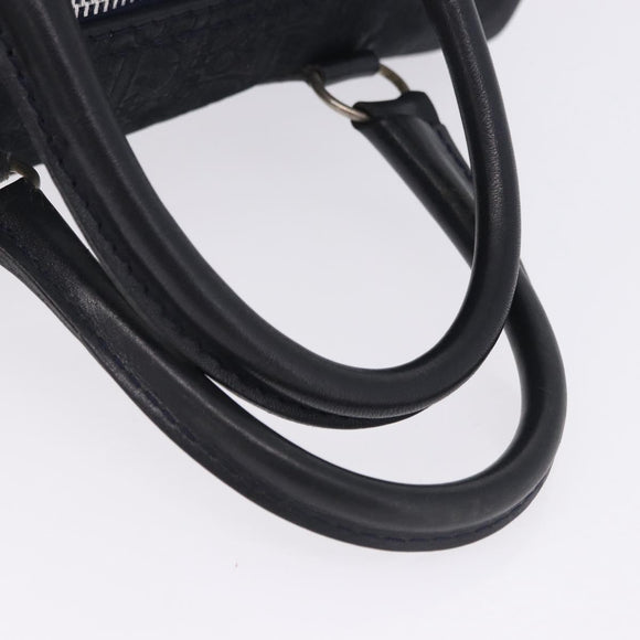 Christian Dior Trotter Canvas Boston Bag Suede Navy Silver Auth ka5806