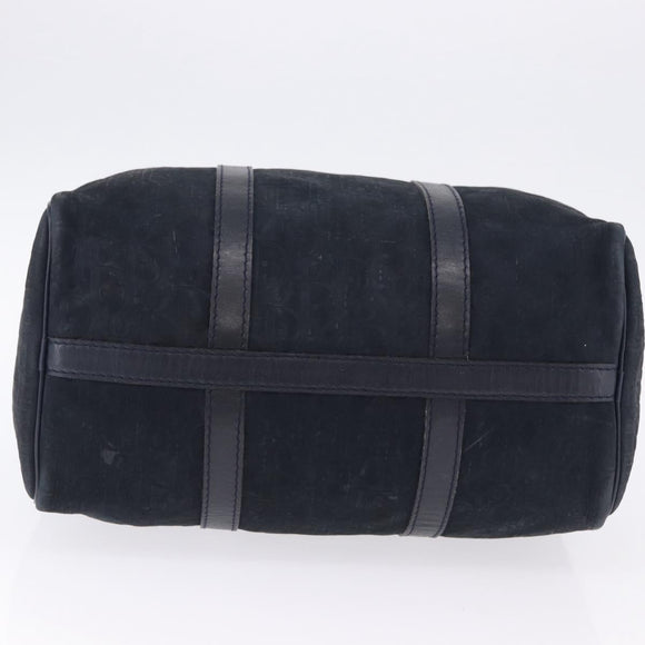 Christian Dior Trotter Canvas Boston Bag Suede Navy Silver Auth ka5806