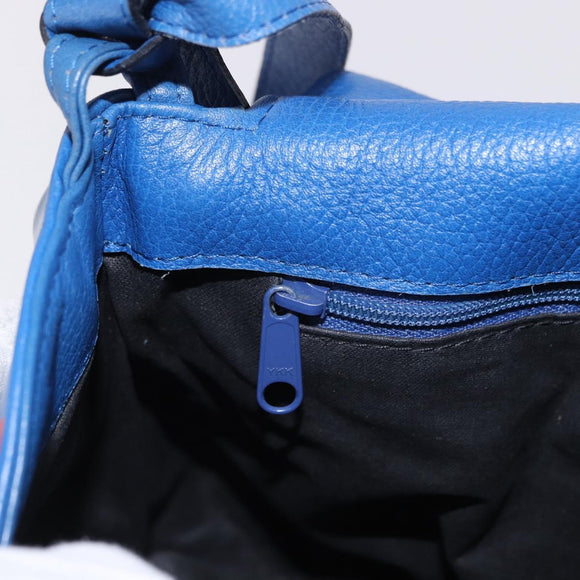 BOTTEGA VENETA Shoulder Bag Vinyl Blue Gold Auth ka5807A