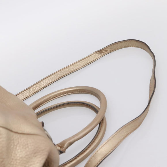GUCCI Hand Bag Leather 2way Gold 223974 Auth ka5809