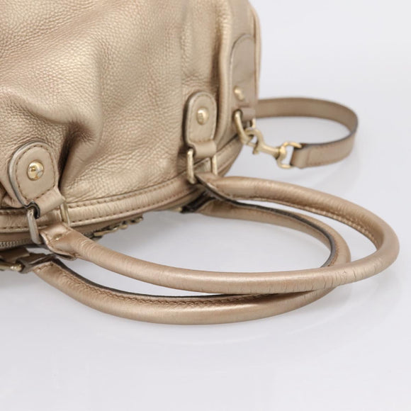 GUCCI Hand Bag Leather 2way Gold 223974 Auth ka5809