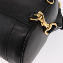 GUCCI Bamboo Body Bag Leather Black Gold 003 2113 0036 Auth ka581-14