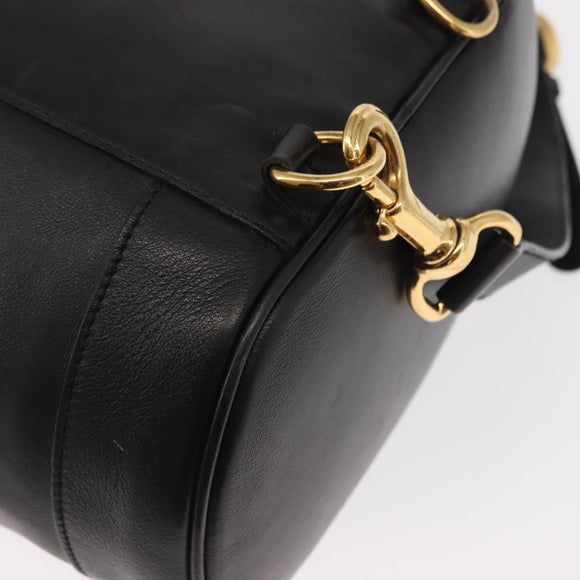 GUCCI Bamboo Body Bag Leather Black Gold 003 2113 0036 Auth ka581