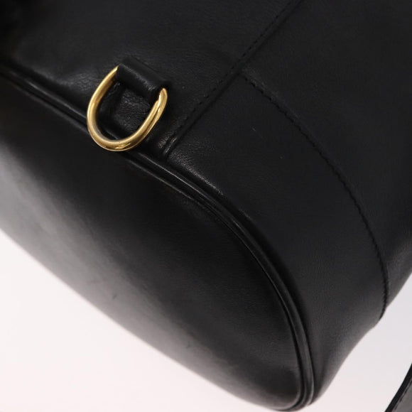 GUCCI Bamboo Body Bag Leather Black Gold 003 2113 0036 Auth ka581