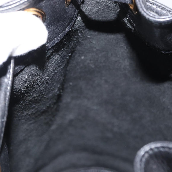 GUCCI Bamboo Body Bag Leather Black Gold 003 2113 0036 Auth ka581