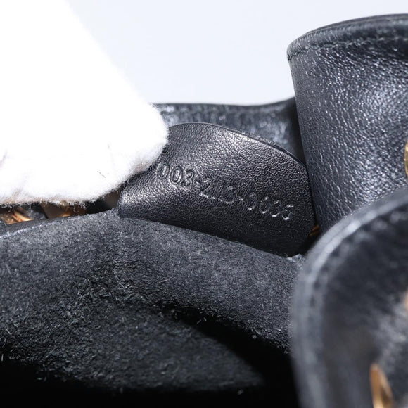 GUCCI Bamboo Body Bag Leather Black Gold 003 2113 0036 Auth ka581