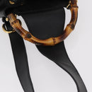 GUCCI Bamboo Body Bag Leather Black Gold 003 2113 0036 Auth ka581-7