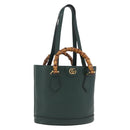 GUCCI Bamboo Diana Small Hand Bag Leather 2way Green Gold 750396 Auth ka5810M-1