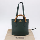 GUCCI Bamboo Diana Small Hand Bag Leather 2way Green Gold 750396 Auth ka5810M-19