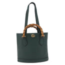 GUCCI Bamboo Diana Small Hand Bag Leather 2way Green Gold 750396 Auth ka5810M-2