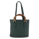 GUCCI Bamboo Diana Small Hand Bag Leather 2way Green Gold 750396 Auth ka5810M-3
