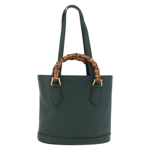 GUCCI Bamboo Diana Small Hand Bag Leather 2way Green Gold 750396 Auth ka5810M
