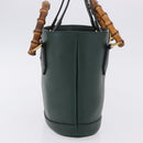 GUCCI Bamboo Diana Small Hand Bag Leather 2way Green Gold 750396 Auth ka5810M-5