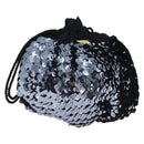 SAINT LAURENT Purse Shoulder Bag Sequin nylon Black Auth ka5811V-1