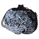 SAINT LAURENT Purse Shoulder Bag Sequin nylon Black Auth ka5811V-2